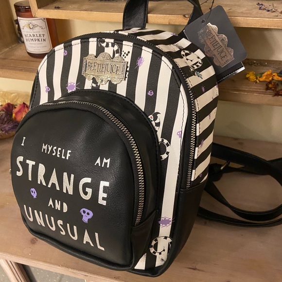 Hot Topic Handbags - Stripes and Sandworms Beetlejuice mini Backpack